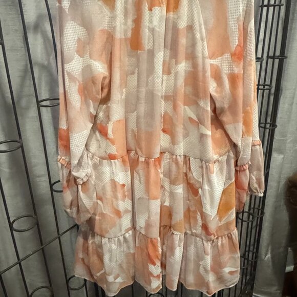 Floral Ruffle Neck Tiered Mini Shift Dress - Picture 4 of 6